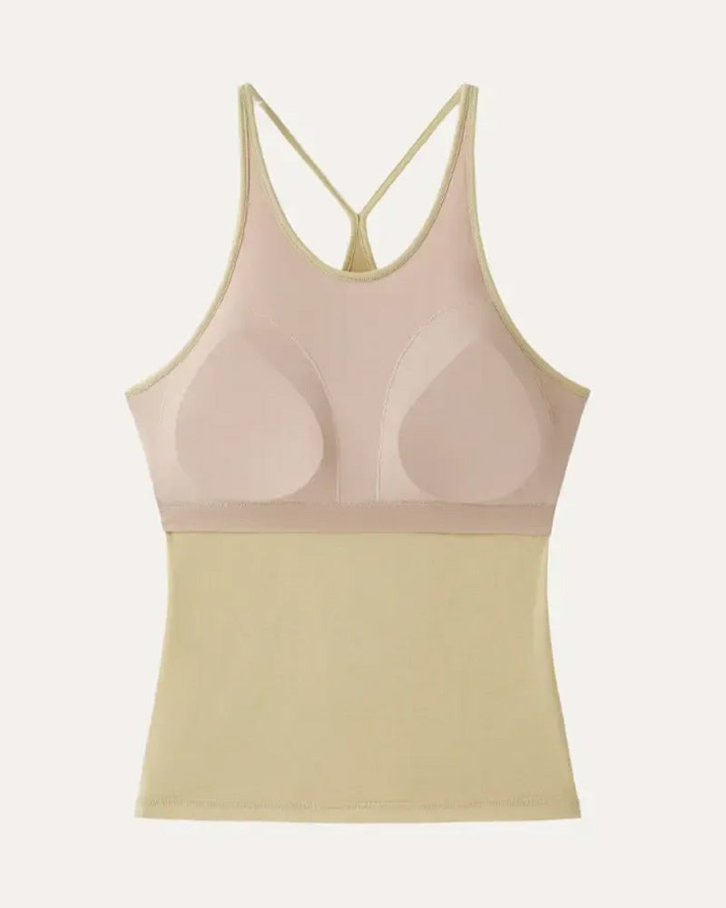 Halter Neck Cami Top Built In Bra Cross Long Sleeve Top Set
