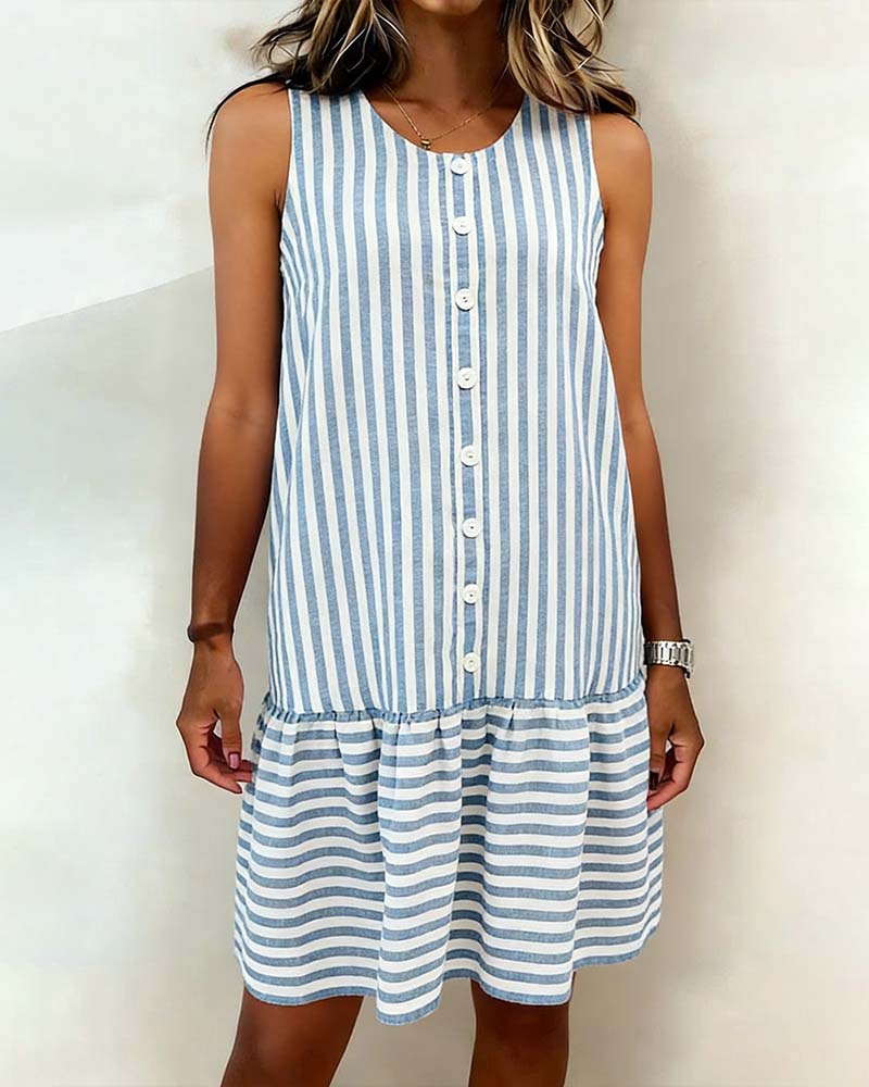 Sleeveless Striped A-line Dress