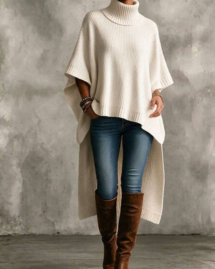 Turtleneck Cape Irregular Pullover
