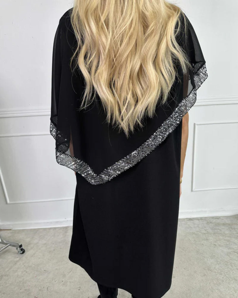 Shawl Solid Color Fashion Dress