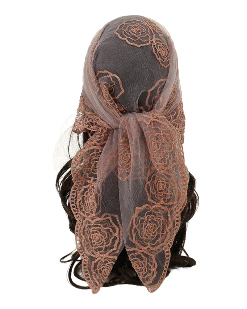 Floral Mesh Scallop Design Bandana