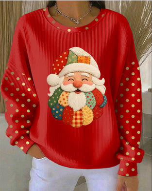 Striped Polka Dot Christmas Print Sweatshirt
