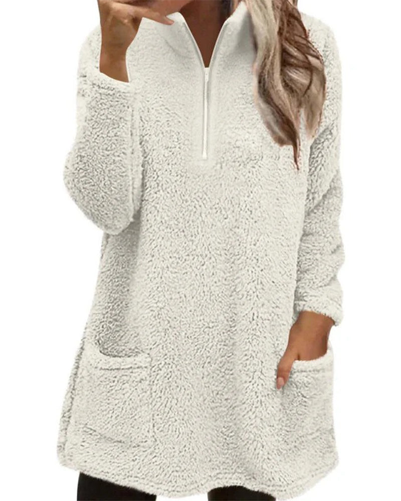 Solid Color Stand Collar Sweatshirt