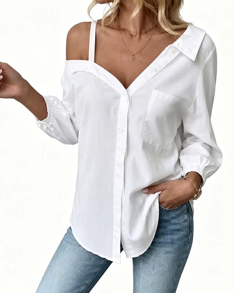 One-Shoulder Textured Cami Shirt