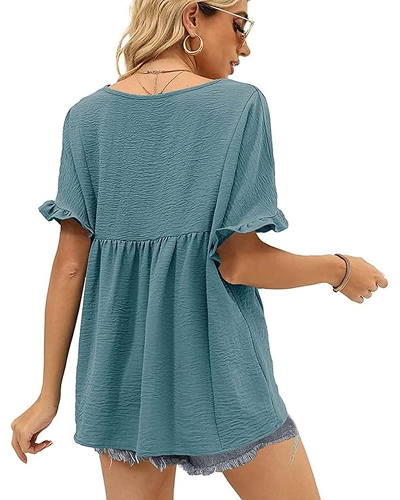 Casual Ruffle Loose Fit Blouse