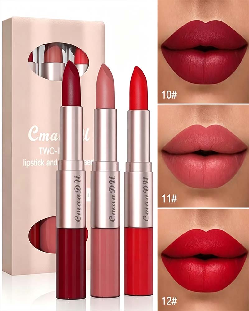 2-in-1 Dual-Ended Lipstick and Lip Gloss Set