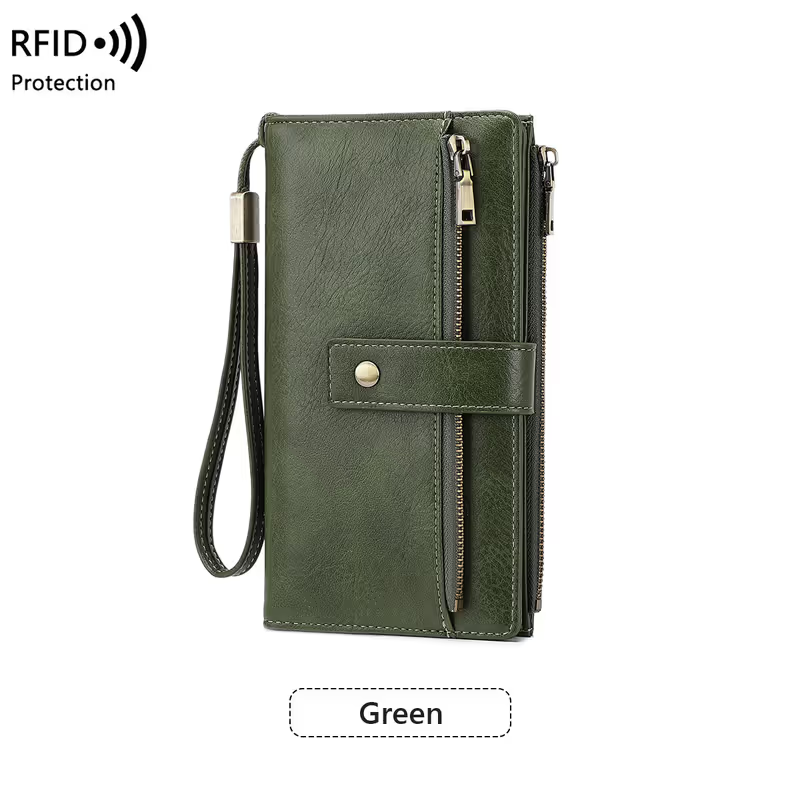 Women's long wallet, stylish clutch, elegant solid color RFID blocking leather wallet👛