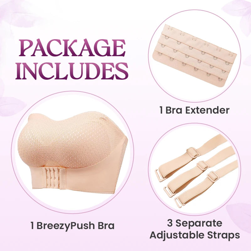 Non-Slip Comfort Strapless Push-Up Bra with Front Buckle