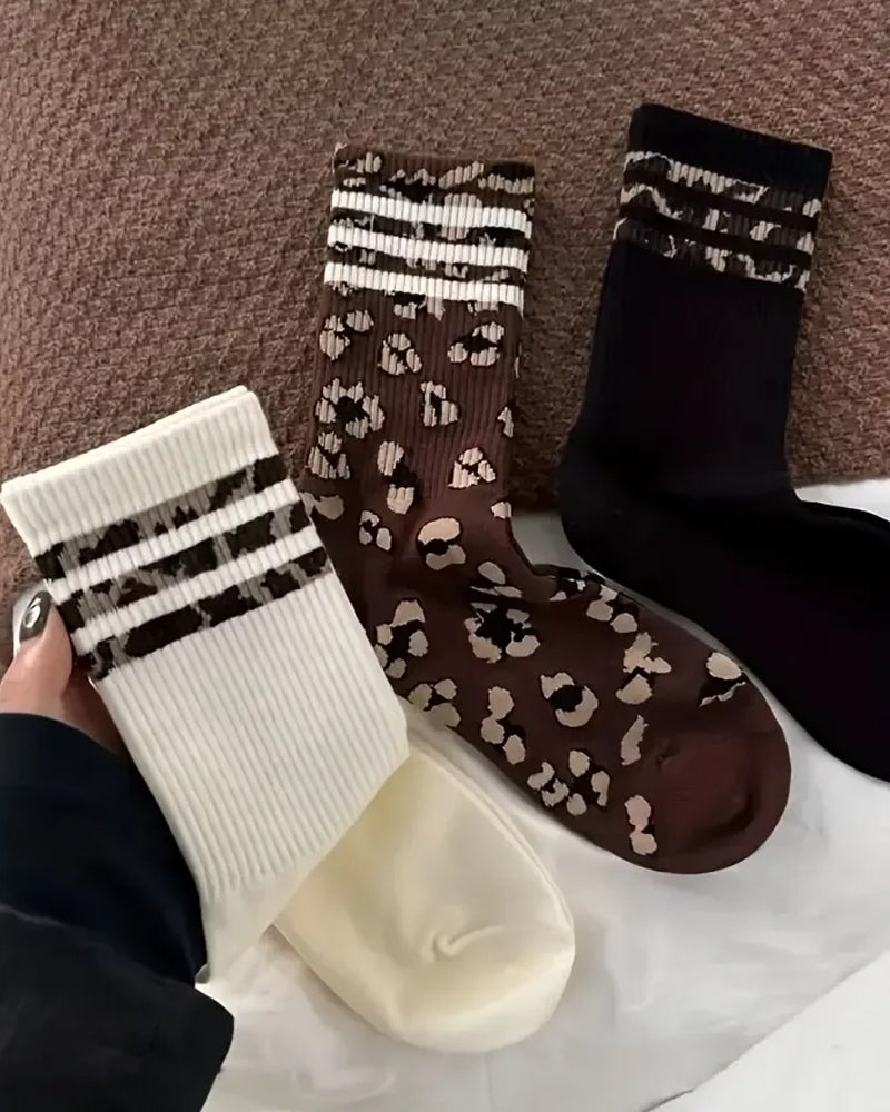 Leopard Print Knee-High Socks