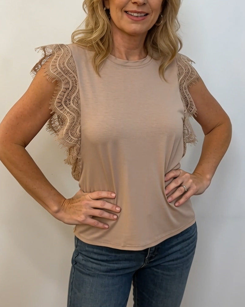 Lace Trim Patchwork Tank Top