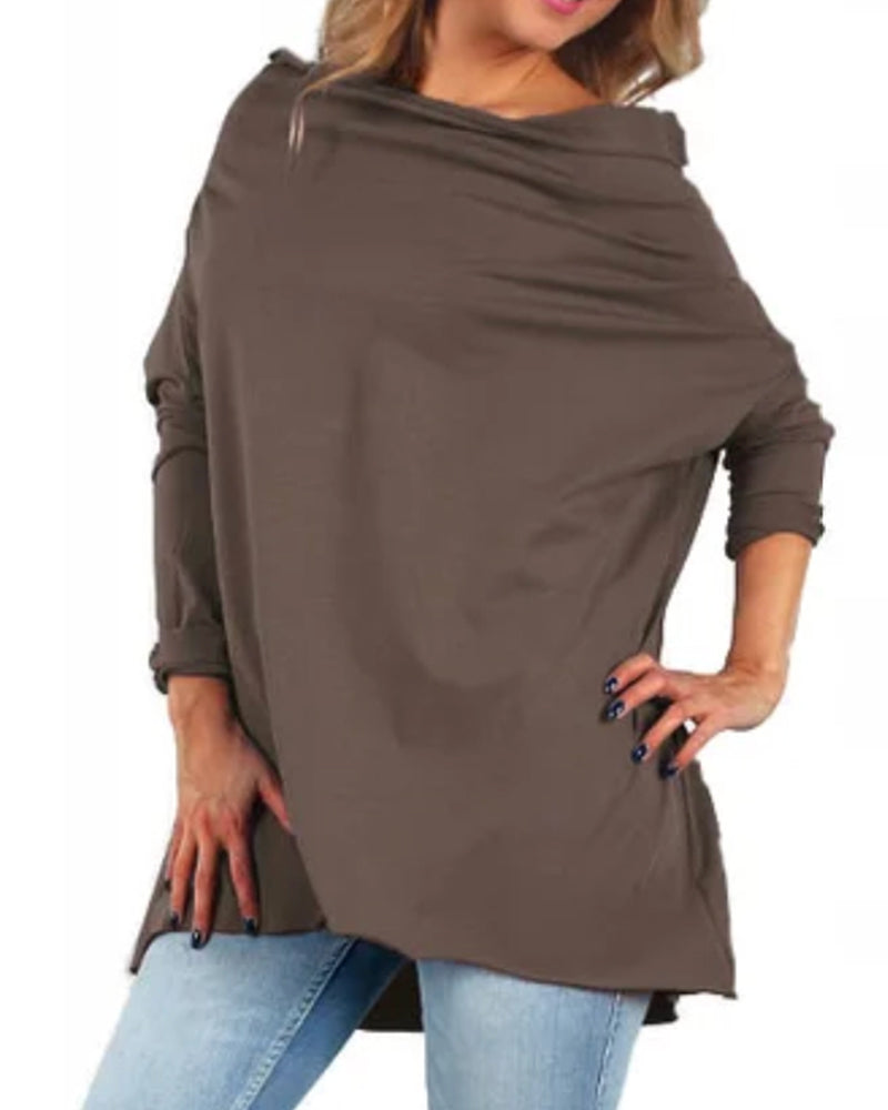 Draped Collar Bat Sleeve Top