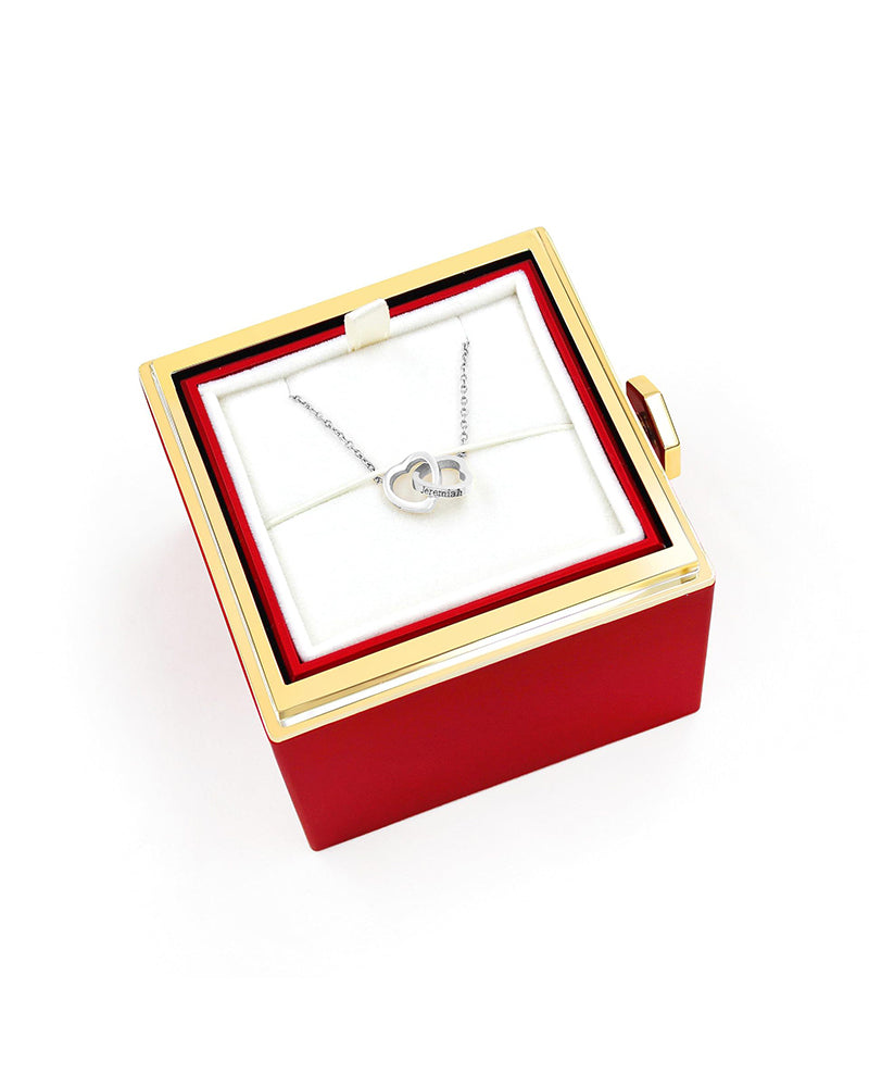 Bone Chain Double Heart Necklace