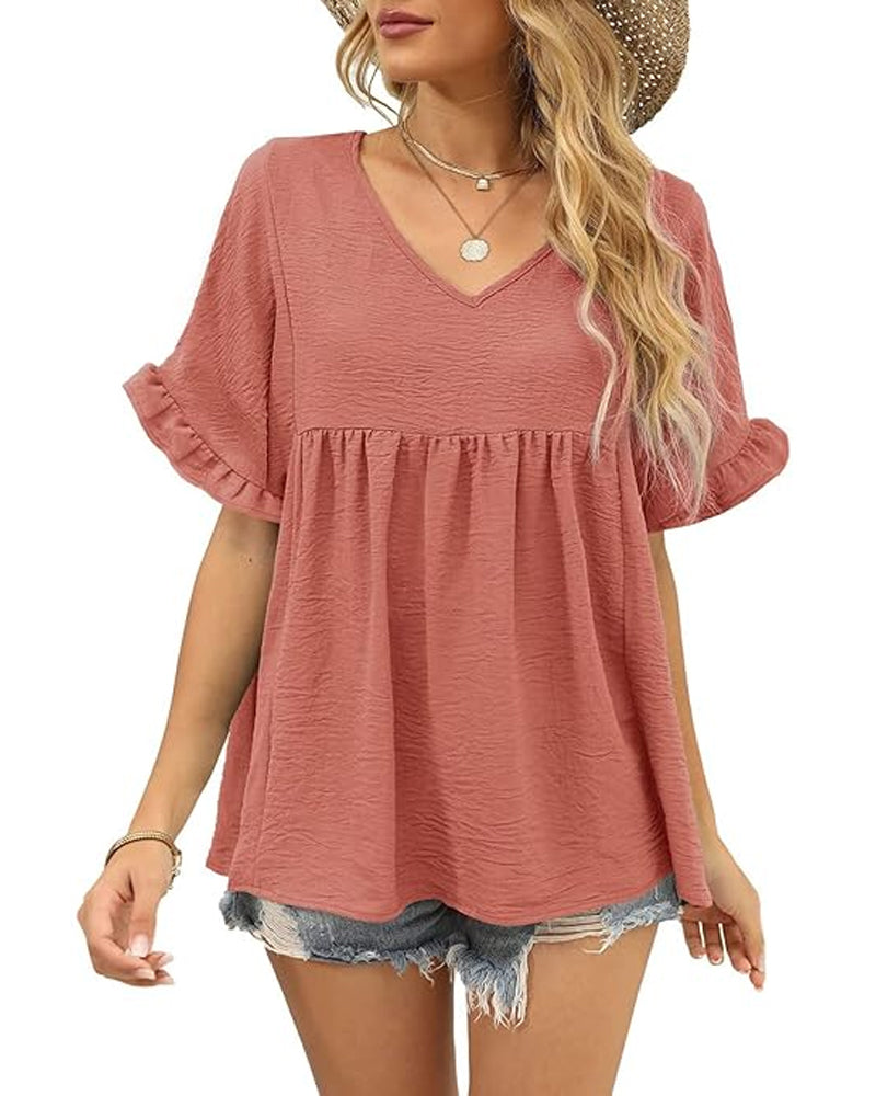 Casual Ruffle Loose Fit Blouse