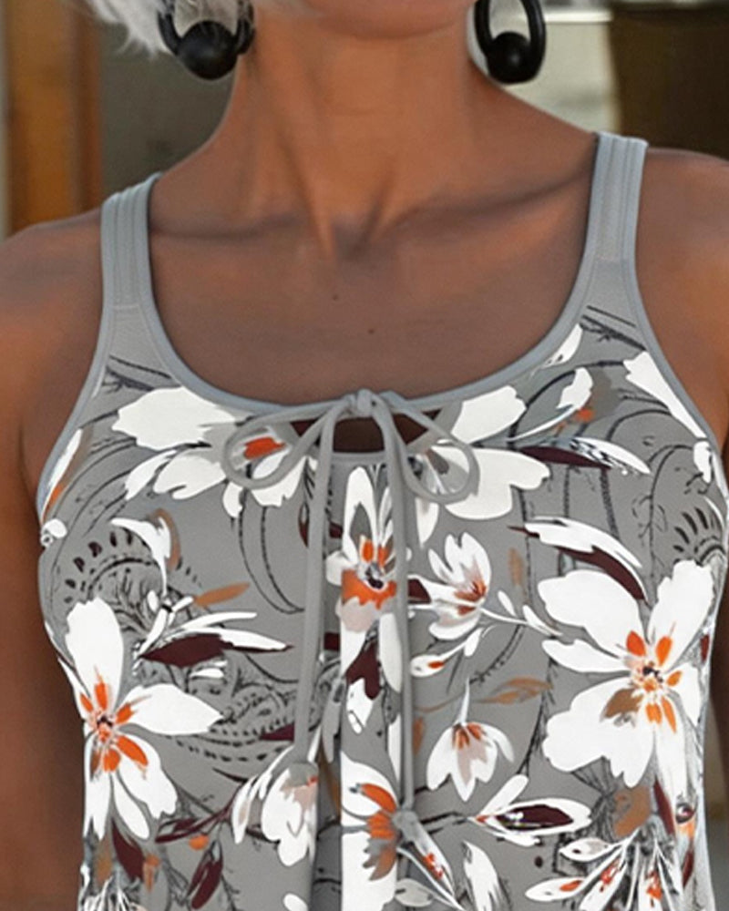 Large Floral Tie Tankini