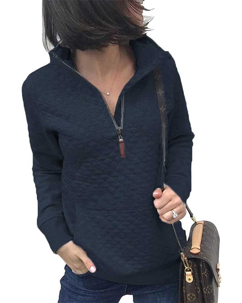 Casual Zip Long Sleeve Sweatshirt