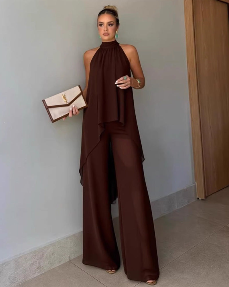 Casual Asymmetric Sleeveless Set