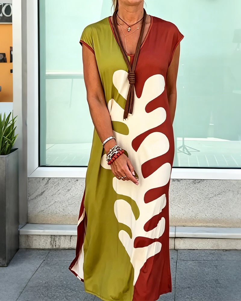 V-Neck Printed Dress