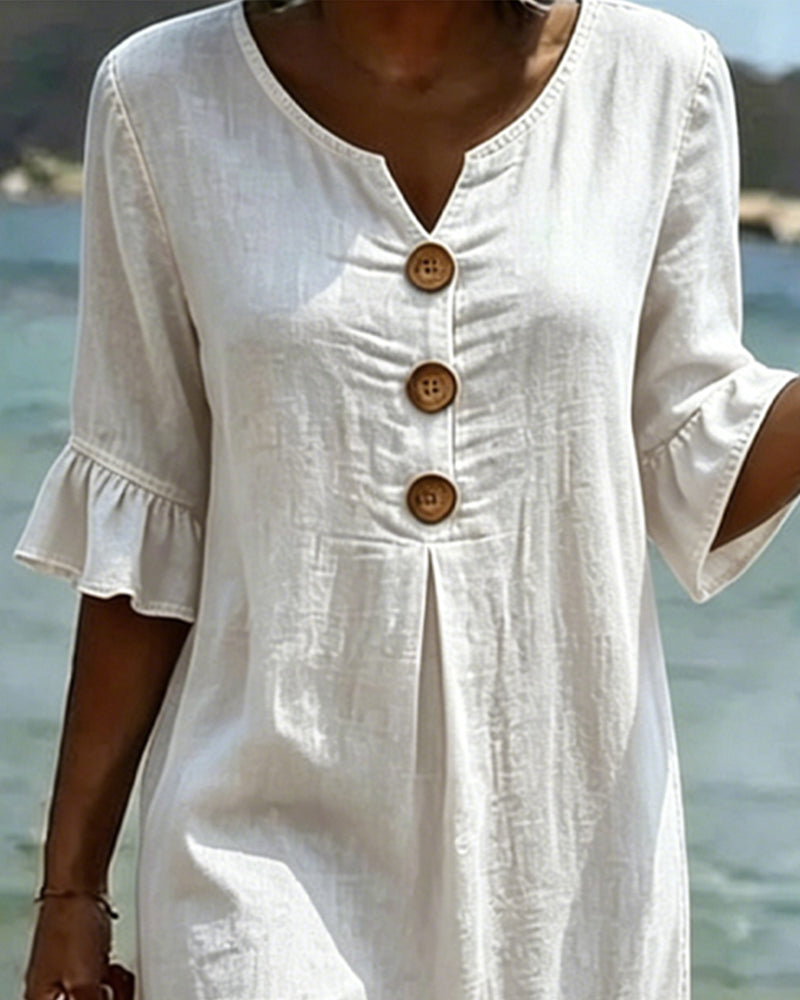 Lotus Leaf Sleeves Jeans Dress