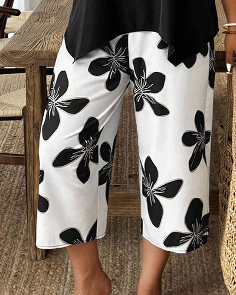 Elegant Print Sleeveless Set