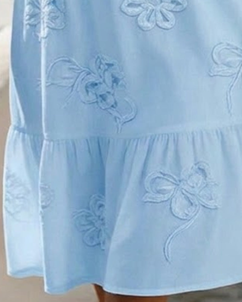Puff Short Sleeve Floral Dress