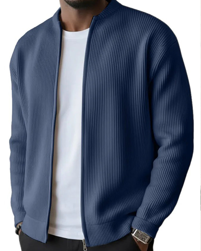 Men's Solid Color Zipper Coat