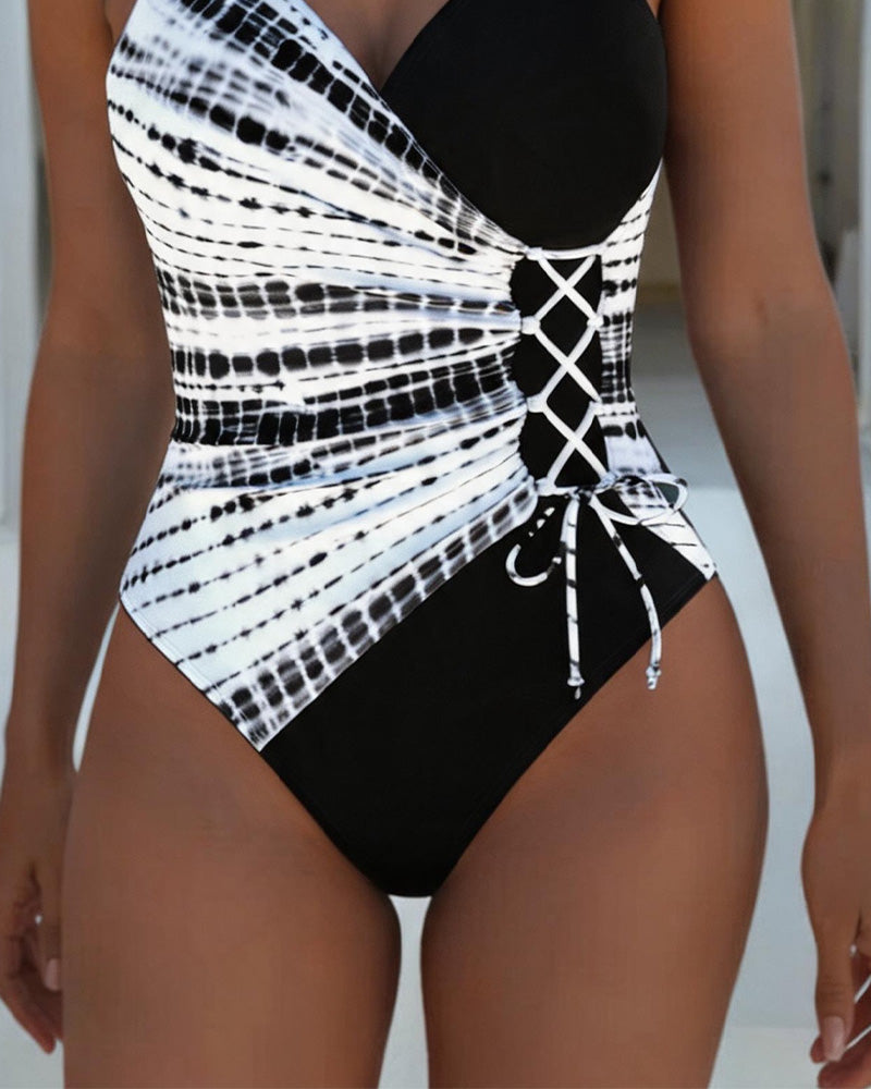 Asymmetrical Cross Dye One Piece