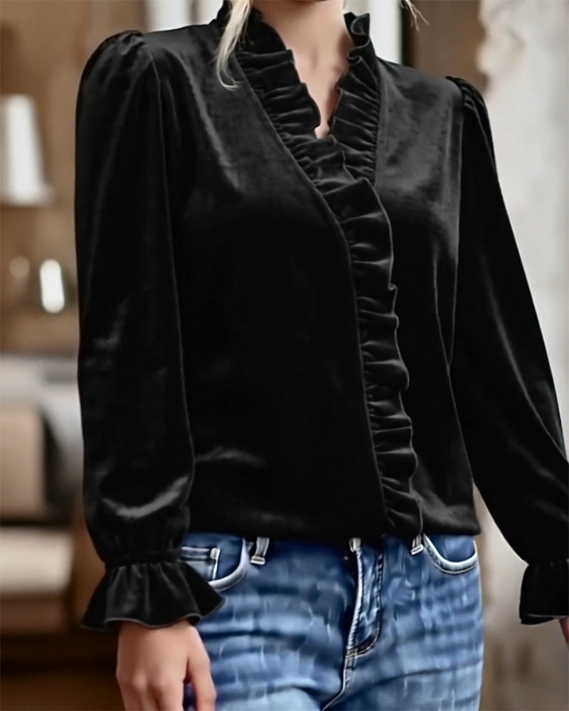 Ruffled Velvet Elegant Top