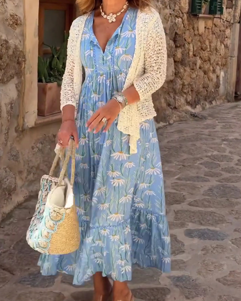 Floral Short-Sleeve Printed Dress