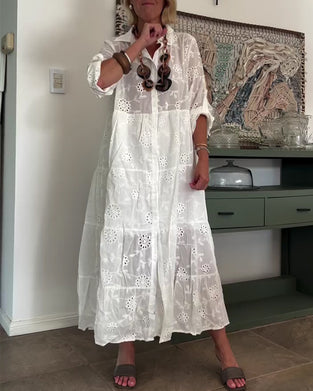 Elegant Hollow Flower Dress