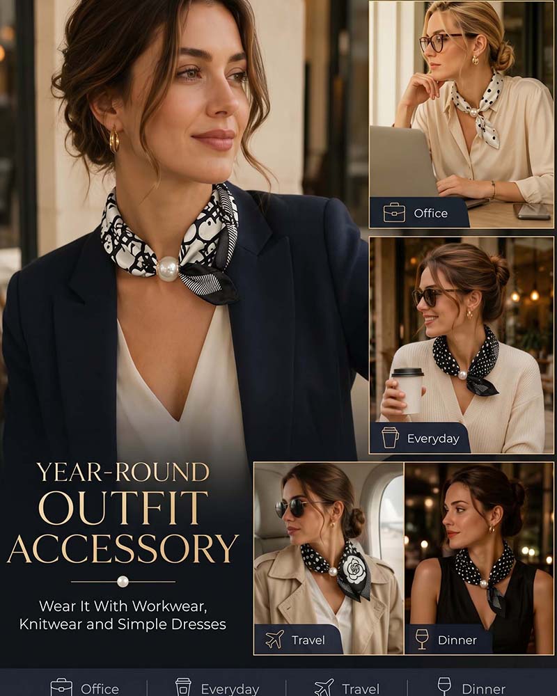 Effortless Glamour: Pop-On Pearl Necklace Scarf 🧣