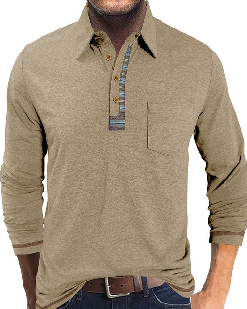 Men's Button Lapel Polo Blouse