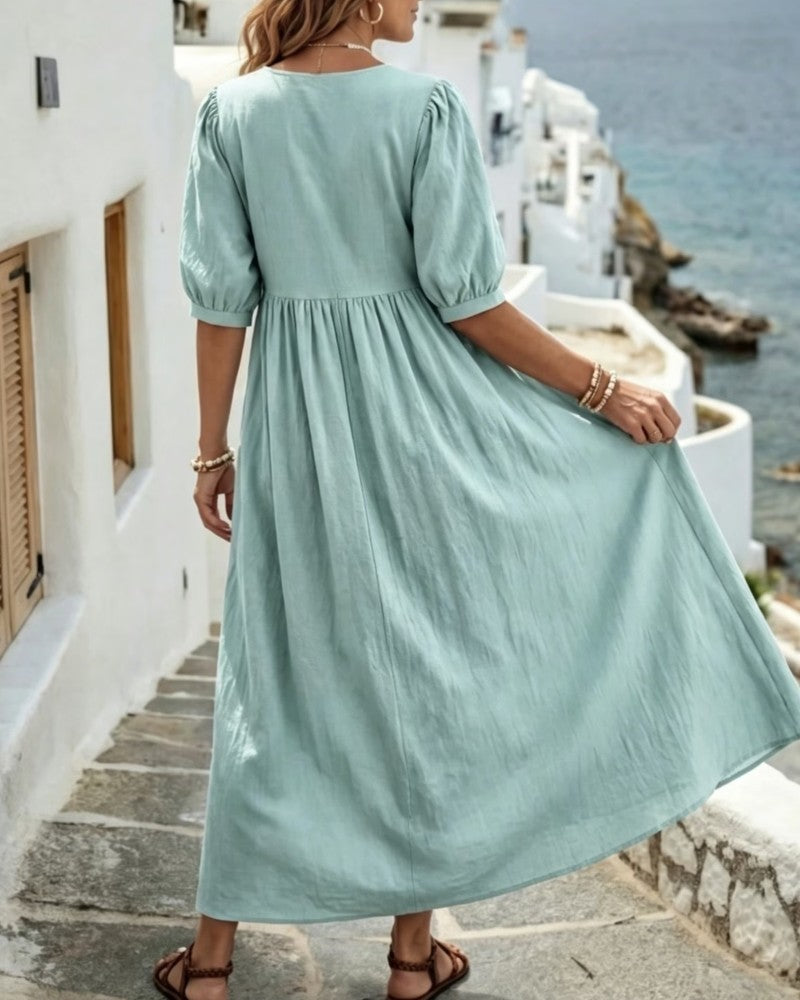 Button Front Pleated Dress