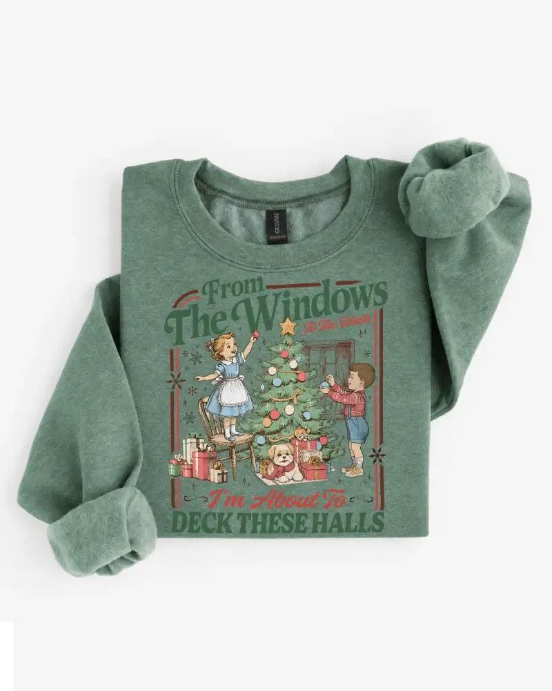 Christmas Tree Print Crew Neck Sweatshirt