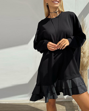 Casual Loose Solid Color Patchwork Dress