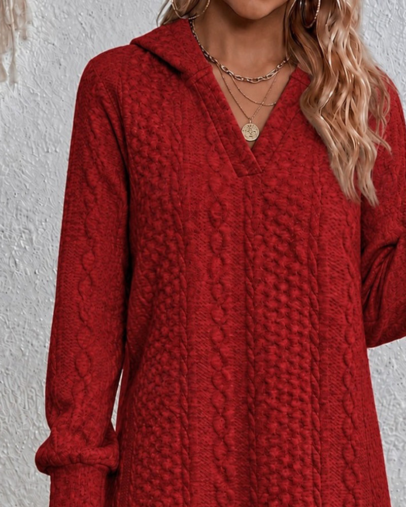 Hooded Casual Solid Dress