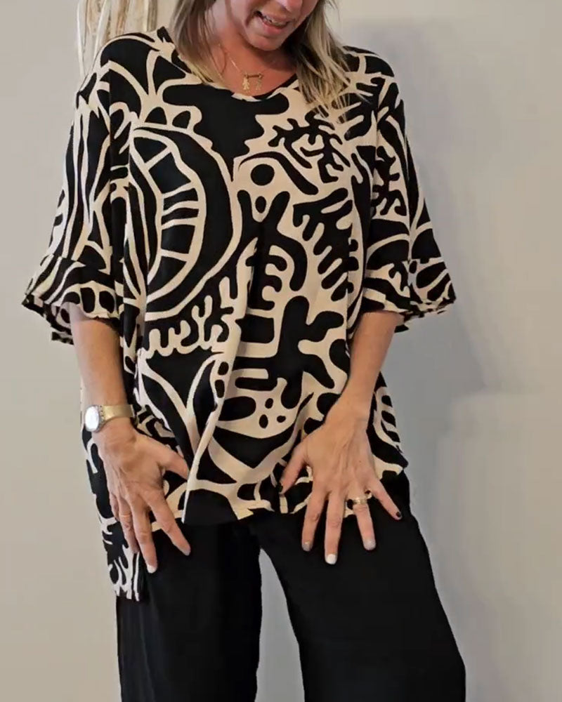 Abstract Botanical Print Loose Top