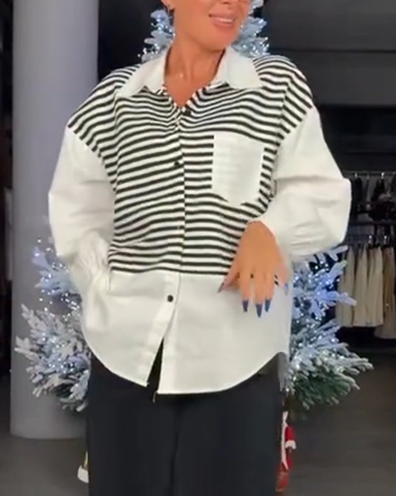 Striped Button-Down Collar Shirt