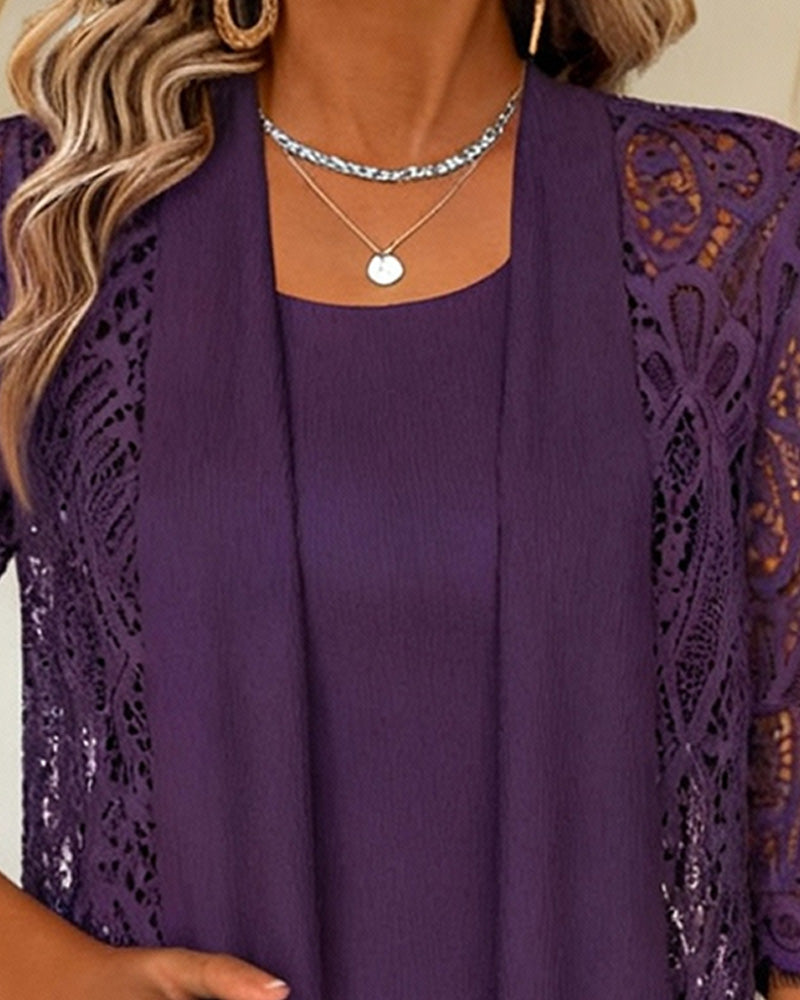 Patchwork Faux Two-Piece Top