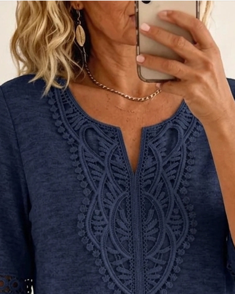 Printed Lace Patchwork Vintage T-Shirt