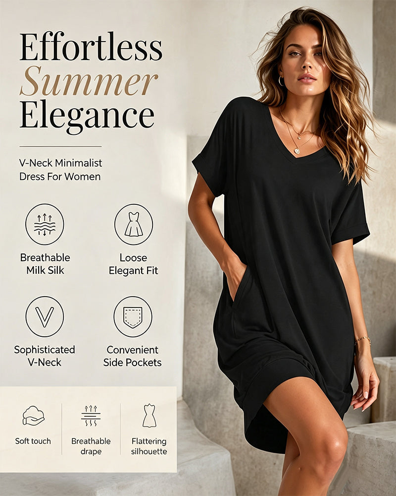 Relaxed Comfort V-Neck Solid Dress