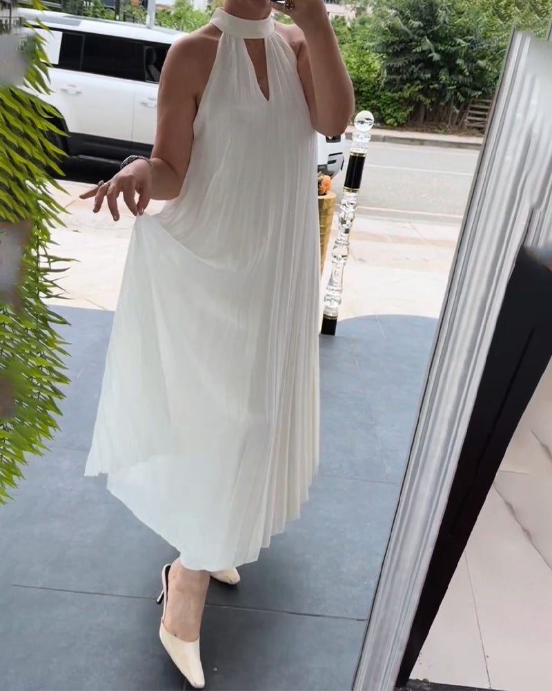 Halter Shirred Elegant Dress