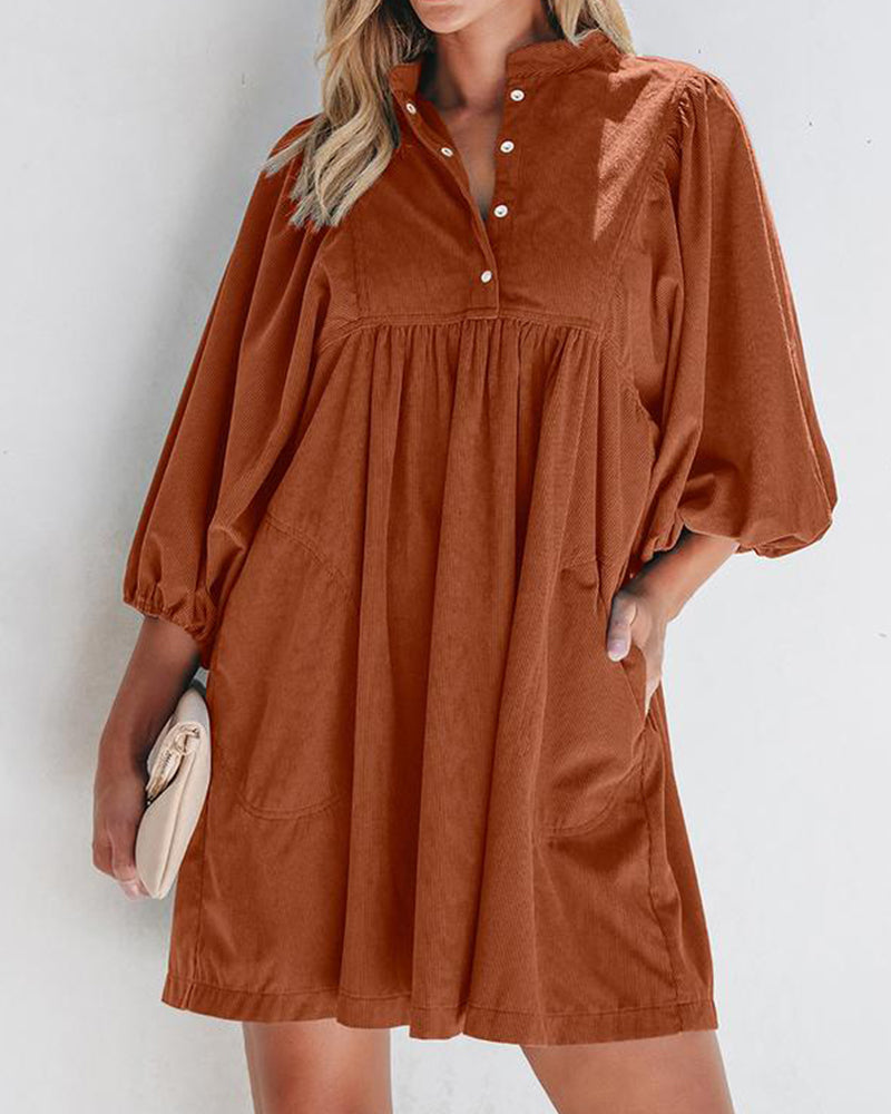 Plain Corduroy Mini Dress