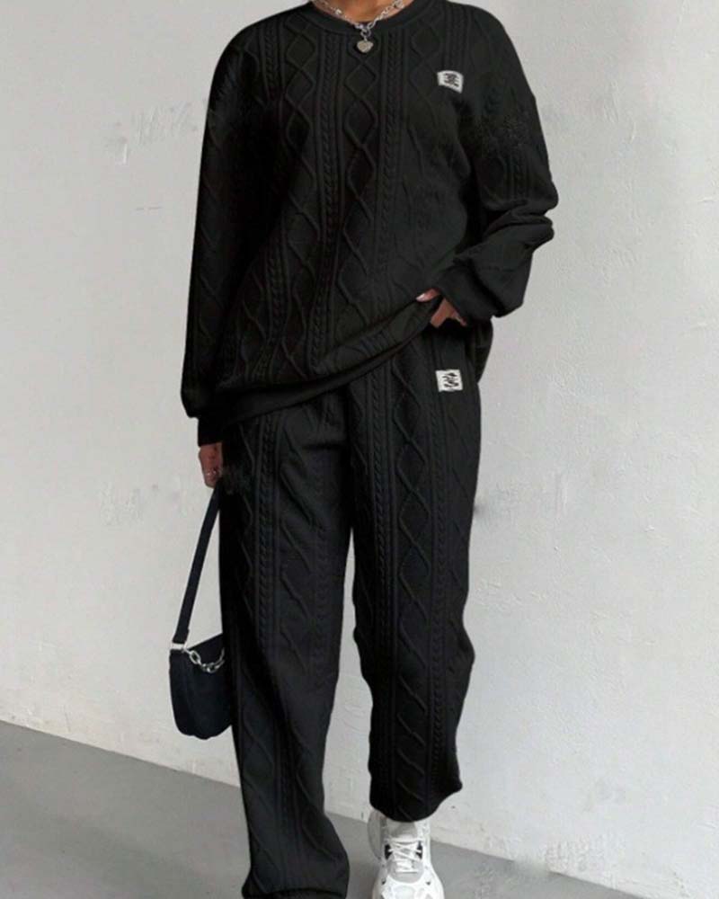 Threaded Jacquard Casual Two-Piece Set