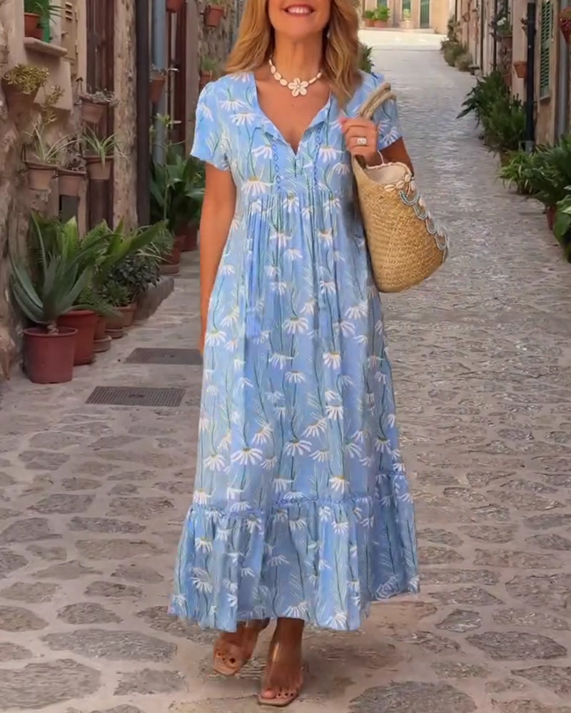 Floral Short-Sleeve Printed Dress