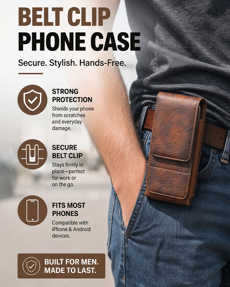 🔥Waist Belt Cell Phone Pouch 📱 Multi-Pocket Leather Holster with Card Holder
