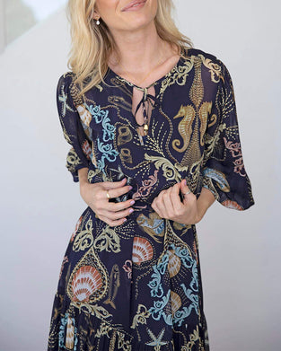 Ocean Element Print Maxi Dress