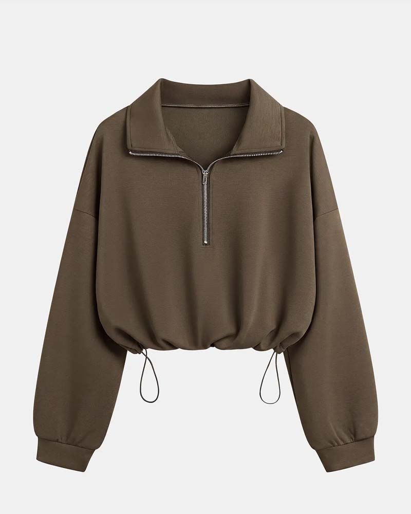 Zip Waist Long Sleeve Sweatshirts