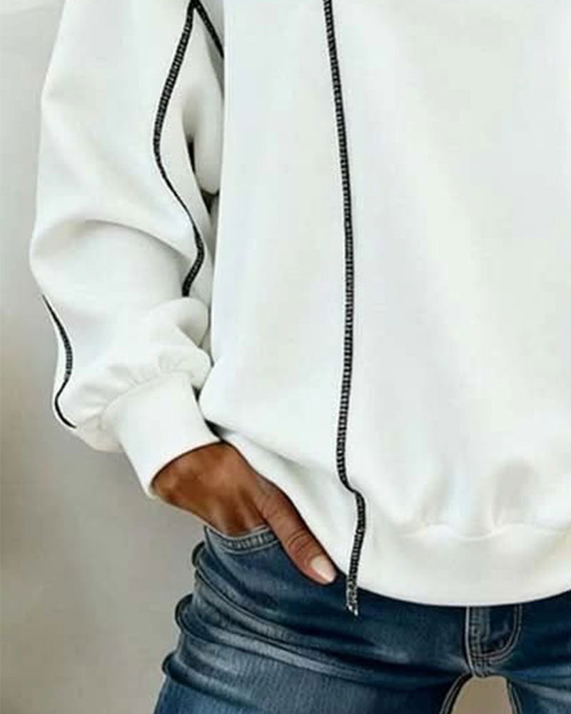 Crewneck Oversized Color-Block Sweatshirt
