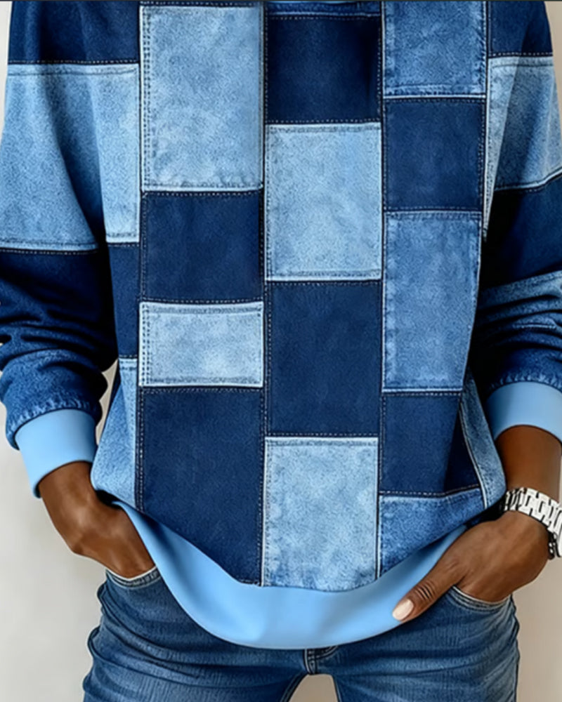 Stylish Plaid Long-Sleeved Hoodie