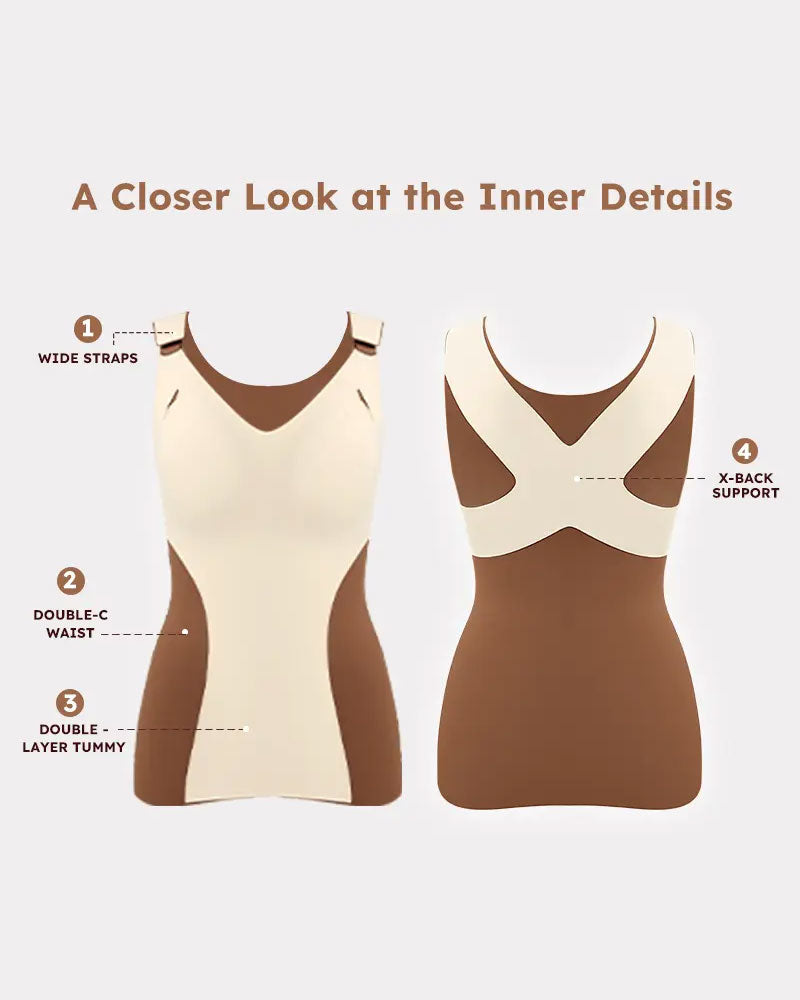 Women's 3-In-1 Light Fitted Soft Thermal Shapewear Built In Bra Tank Top